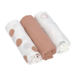 Lässig Swaddle Doek (3 stuks) 85 x 85 cm - Tiny Smile - Maple