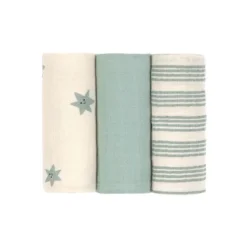 Lässig Tiny Team Swaddle & Burp Doeken - 3 Stuks - 60 x 60 cm - Granite Green