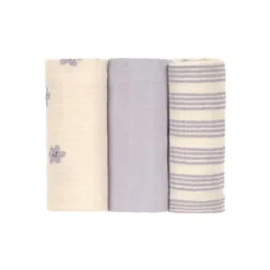 Lässig Tiny Team Swaddle & Burp Doeken - 3 Stuks - 60 x 60 cm - Pastel Lila