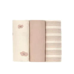 Lässig Tiny Team Swaddle & Burp Doeken - 3 Stuks - 60 x 60 cm - Mushroom