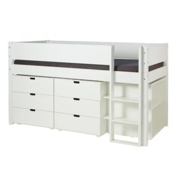 Manis-h ARN Combinatie Halfhoog Bed Met Lattenbodem En Extra Opbergruimte - 90 x 200 cm