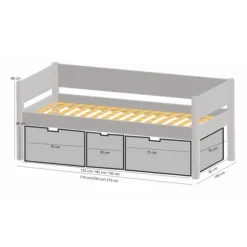 Manis-h Combinatiebed Met Lattenbodem En Hoge Lades - NANNA - 90x200 cm