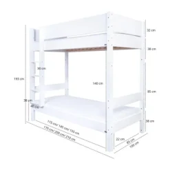 Manis-h MAIA Combinatie Hoog Stapelbed Met 2*Lattenbodem - 90 x 160 cm