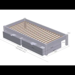 Manis-h ULL Combinatiebed Met Lattenbodem En 2 Lades - 90 x 200 cm