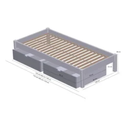 Manis-h ULL Combinatiebed Met Lattenbodem En 2 Lades - 90 x 200 cm