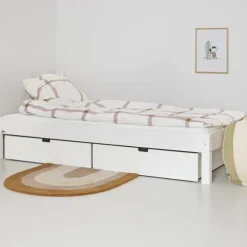 Manis-h ULL Combinatiebed Met Lattenbodem En 2 Lades - 90 x 200 cm