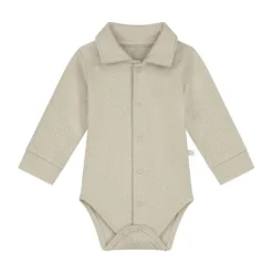 Mats & Merthe Noah Romper Met Kraag Lange Mouw light Brown 1 Mnd