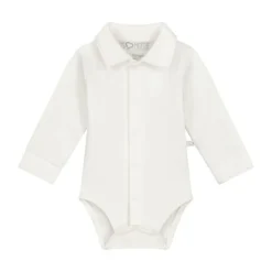 Mats & Merthe Noah Romper Met Kraag Lange Mouw Off White 1 Mnd