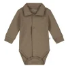 Mats & Merthe Noah Romper Met Kraag Lange Mouw Taupe 6 Mnd