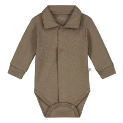 Mats & Merthe Noah Romper Met Kraag Lange Mouw Taupe 1 Mnd