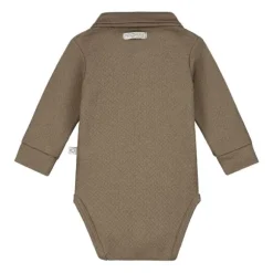 Mats & Merthe Noah Romper Met Kraag Lange Mouw Taupe 1 Mnd