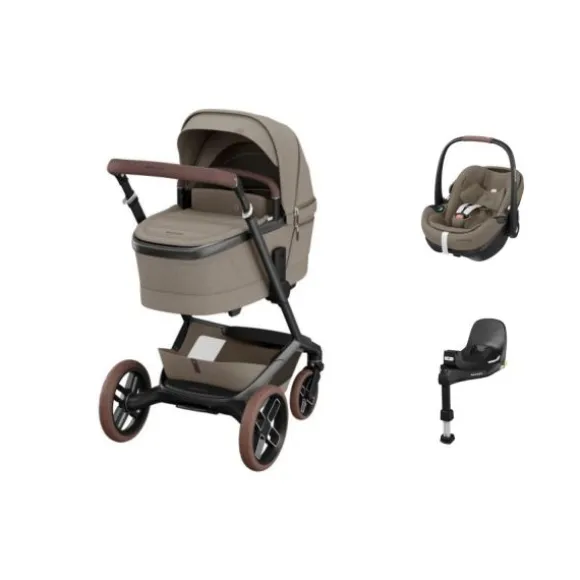 Maxi-Cosi Fame Kinderwagen 4-in-1 - Twillic Truffle | Maxi-Cosi Pebble 360 Pro 2 Autostoeltje | FamilyFix 360 Pro