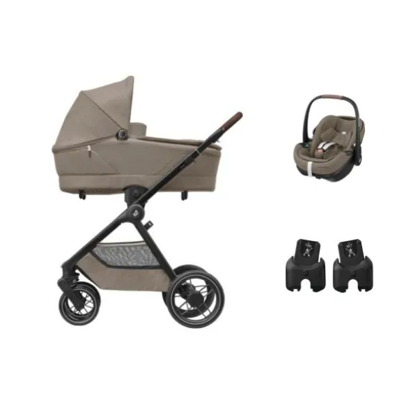 Maxi-Cosi Oxford+ Kinderwagen 3-in-1 - Twillic Graphite | Pebble 360 Pro 2 Autostoeltje | Autostoel Adapters