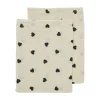 Meyco Baby Sweet Heart Washandjes - 2-Pack - Soft Sand/Black - 20x17 cm