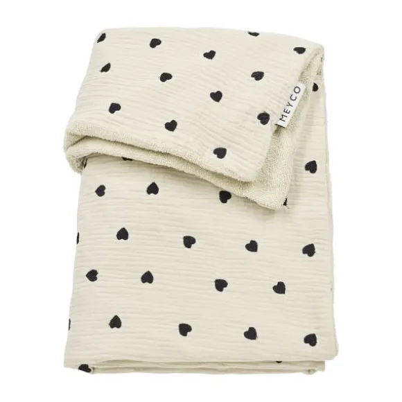 Meyco Baby Sweet Heart Wiegdeken - 75 x 100 cm - Pre-Washed Hydrofiel - Soft Sand
