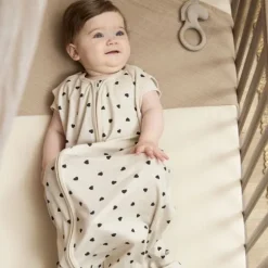 Meyco Baby Sweet Heart Zomerslaapzak - 110 cm - Soft Sand/Black