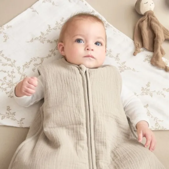 Meyco Baby Uni Baby Slaapzak Gevoerd - 90 cm Pre-Washed hydrofiel - Sand