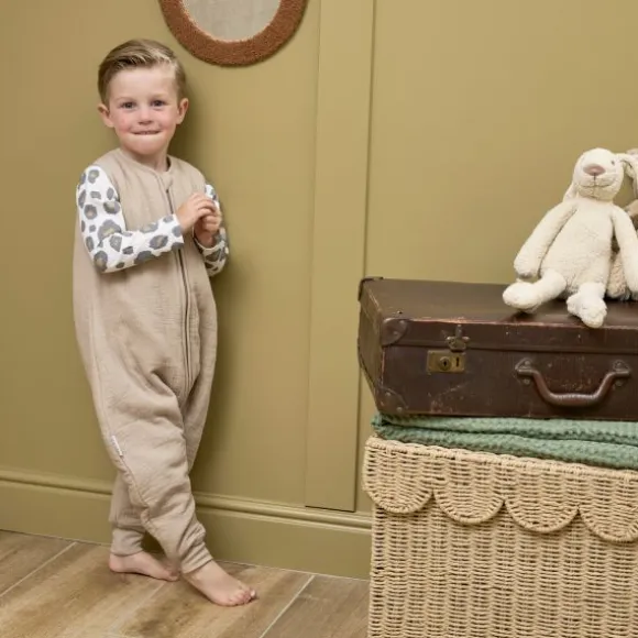 Meyco Baby Uni baby winter slaapoverall jumper - pre-washed hydrofiel - sand - 92cm
