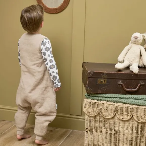 Meyco Baby Uni baby winter slaapoverall jumper - pre-washed hydrofiel - sand - 92cm