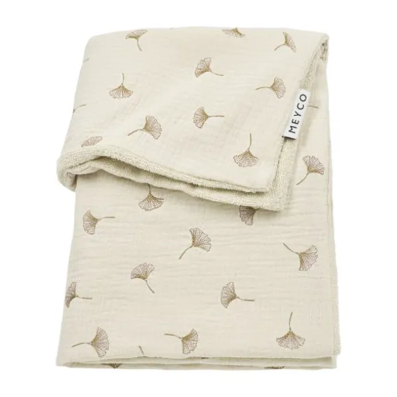 Meyco Deken Borduur Pre-Washed - Ginkgo - Soft Sand - 100 x 150 cm