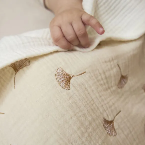 Meyco Deken Borduur Pre-Washed - Ginkgo - Soft Sand - 100 x 150 cm