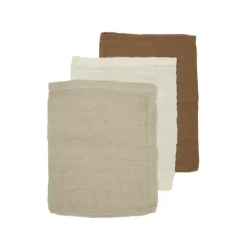 Meyco Hydrofiele Washandjes - 3 stuks - 20x17 cm - Natural / Jeans Blue / Indigo