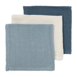 Meyco Hydrofiele Washandjes - 3 stuks - 20x17 cm - Natural / Jeans Blue / Indigo