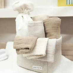 Meyco Hydrofiele Washandjes - 3 stuks - 20x17 cm - Natural / Jeans Blue / Indigo