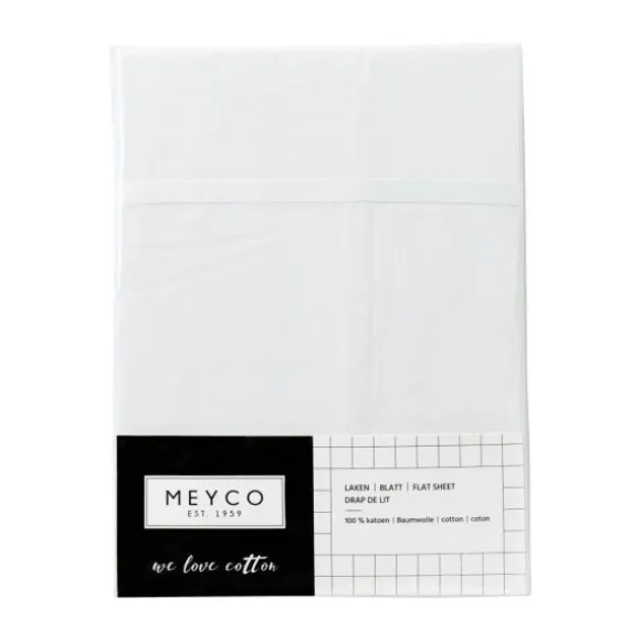 Meyco Ledikantlaken Wit Met Bies Wit 100 x 150 cm