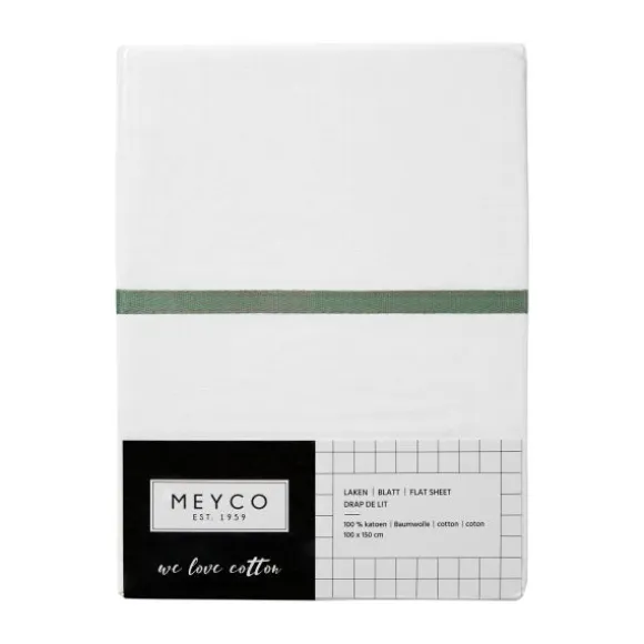 Meyco Ledikantlaken Wit Met Bies Wit 100 x 150 cm