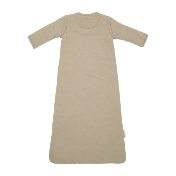 Meyco Slub Baby Slaapzak met Smile Applicatie en Afritsbare Mouwen - Taupe/Offwhite - 110 cm