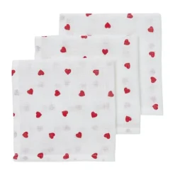 Meyco Sweet Heart Hydrofiele Monddoekjes - 3-Pack - Red