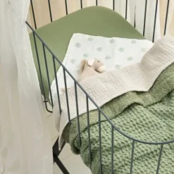 Meyco Wafel Teddy Ledikantdeken - 100 x 150 cm - Olive Green