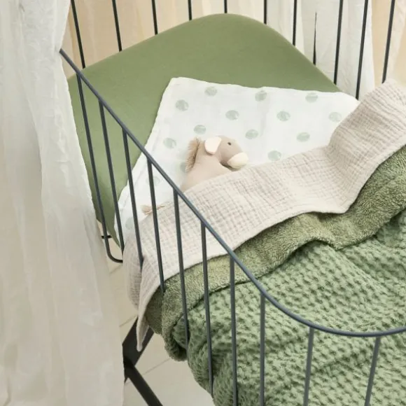 Meyco Wafel Teddy Ledikantdeken - 100 x 150 cm - Olive Green
