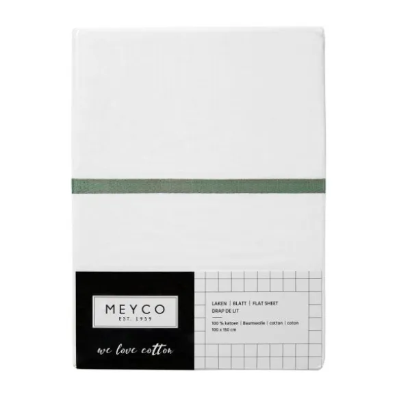 Meyco Wieglaken Wit Met Bies Grijs 75 x 100 cm