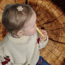 Ootje Kadootje Babyhaarclipjes - Bloem Bruin/Zand Bouclé - 2 stuks