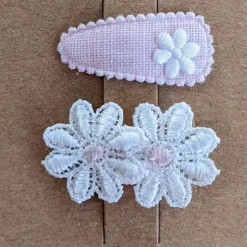 Ootje Kadootje Margrietjes Haarclip - Wit / Lichtroze