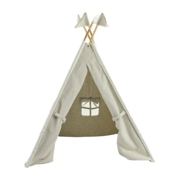 Overseas Tipi Tent Teddy met Vlaggetjes - Off White - 140 x 112 cm