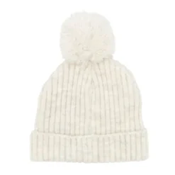 Puck Knit Pompom Muts - Woolwhite