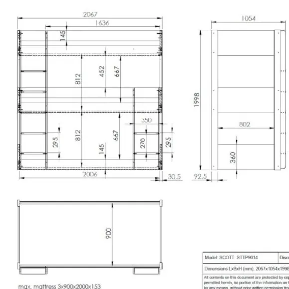 Scott Triple Stapelbed - Wit - 90 x 200 cm