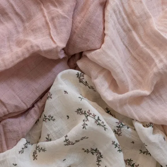 Sebra Hydrofiele Doeken Set - Powder Blossom Rose - 3 Stuks