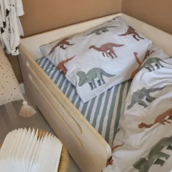 Studio Ditte Dekbedovertrek - Dinosaurus - 120 x 150 cm - Lichtgrijs