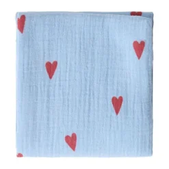 Studio Noos Swaddle - Light Blue Hearts - 70x70 cm