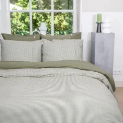 Town & Country Gingham Dekbedovertrek - 140 x 220 cm - Olive