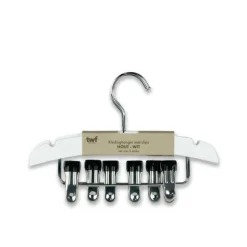 TWF Kledinghanger Met Clips - 3 Stuks - Hout Wit