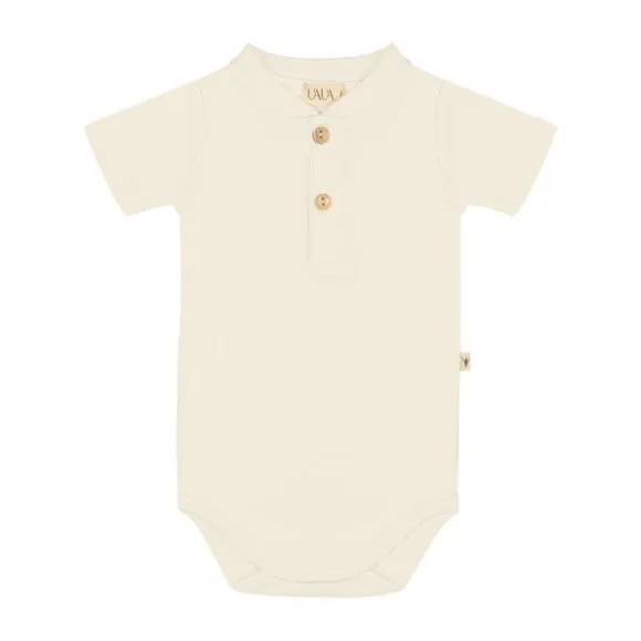 UAUA Onesie Met Knopen / Korte Mouwen - Crema - 3-6 Mnd