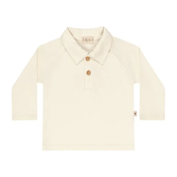 UAUA Polo T-Shirt Lange Mouwen - Newborn - Crema