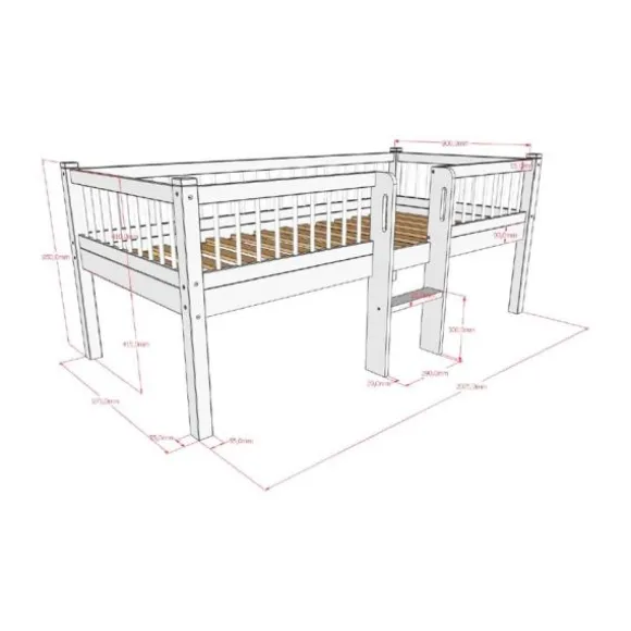 Vipack Forrest Semi - Halfhoogslaper Met Ladder 90x200 cm – Beuk Wit