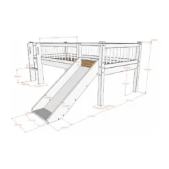 Vipack Forrest Semi - Halfhoogslaper Met Glijbaan 90x200 cm – Eik
