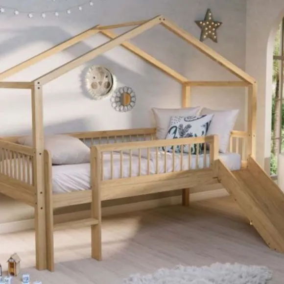 Vipack Huisbed met Glijbaan - Forrest Beuk - 90 x 200 cm - Wit